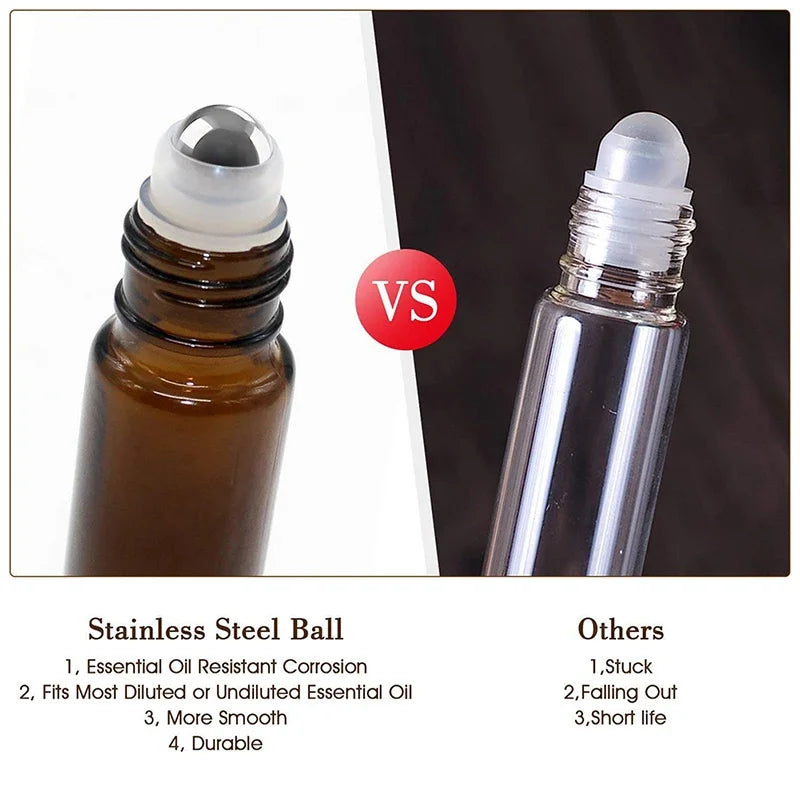 Amber Glass Roll-On Bottles — Refillable - View 4
