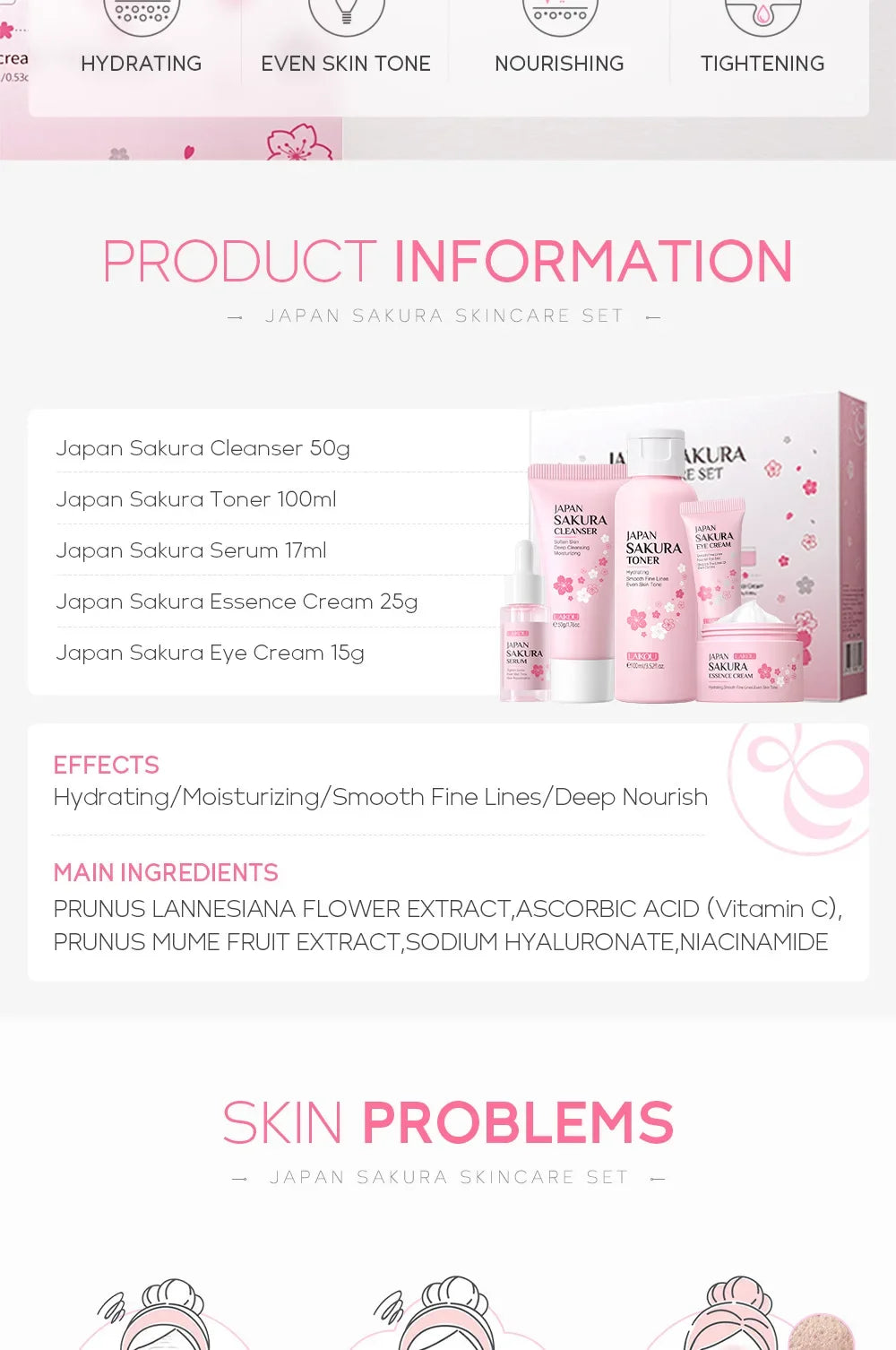LAIKOU Sakura Moisturizing Kit — 5 Piece - View 8