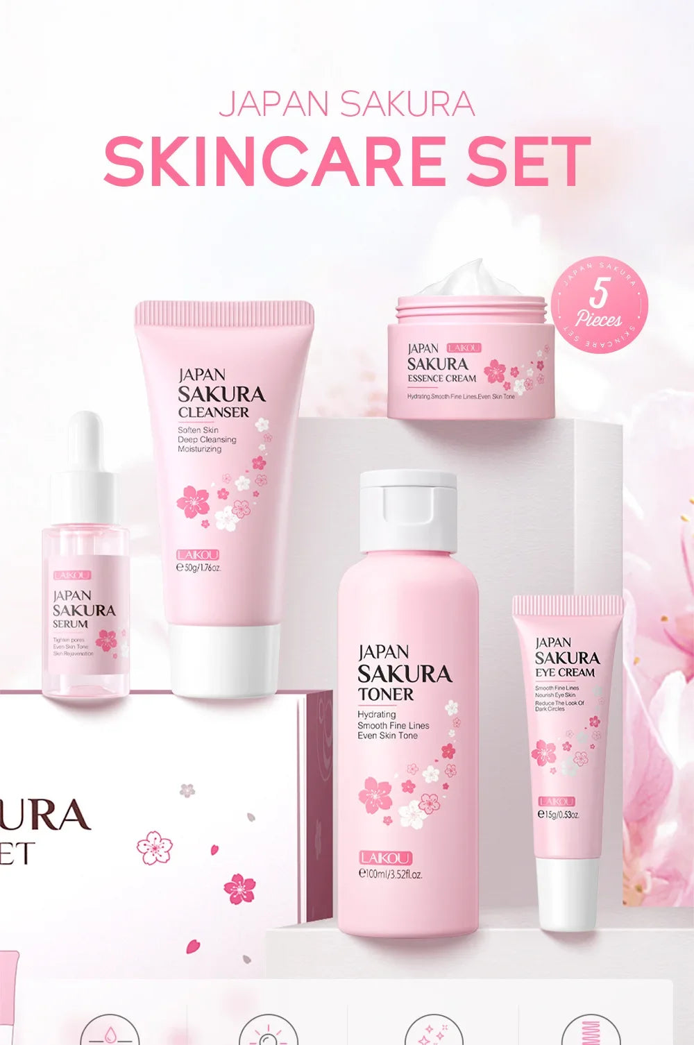 LAIKOU Sakura Moisturizing Kit — 5 Piece - View 7