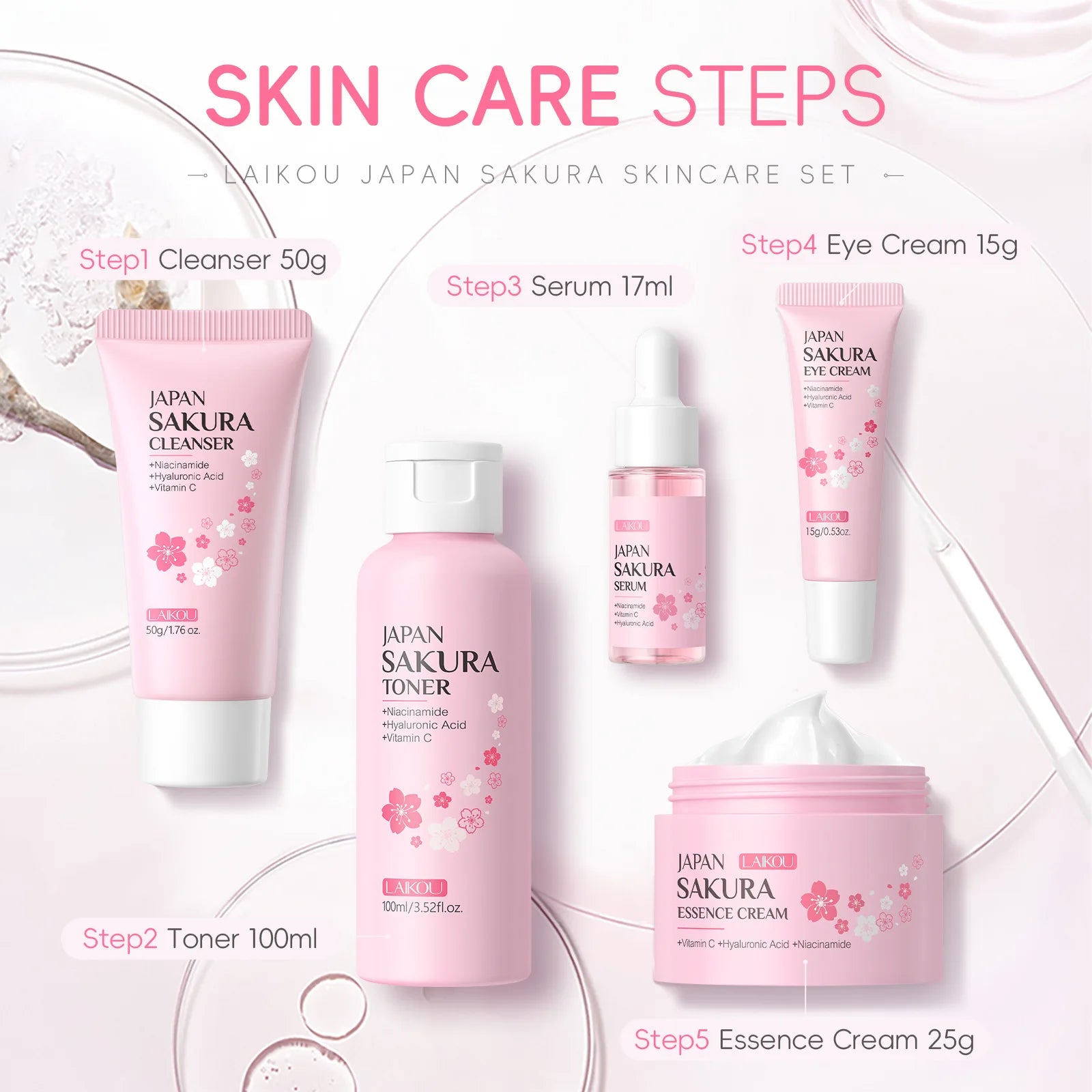 LAIKOU Sakura Moisturizing Kit — 5 Piece - View 5