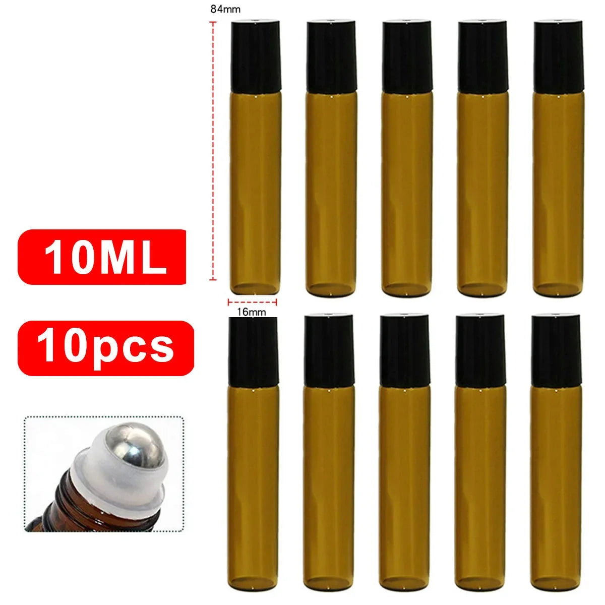 Amber Glass Roll-On Bottles — Refillable - View 12