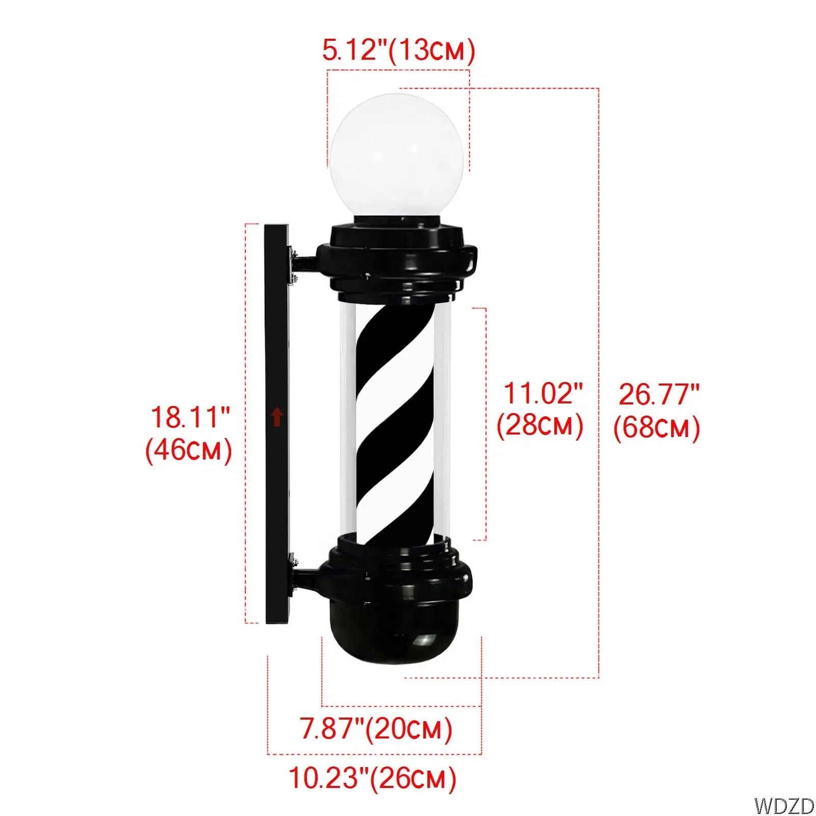 LED Barber Pole Light — Rotating Sign - View 6
