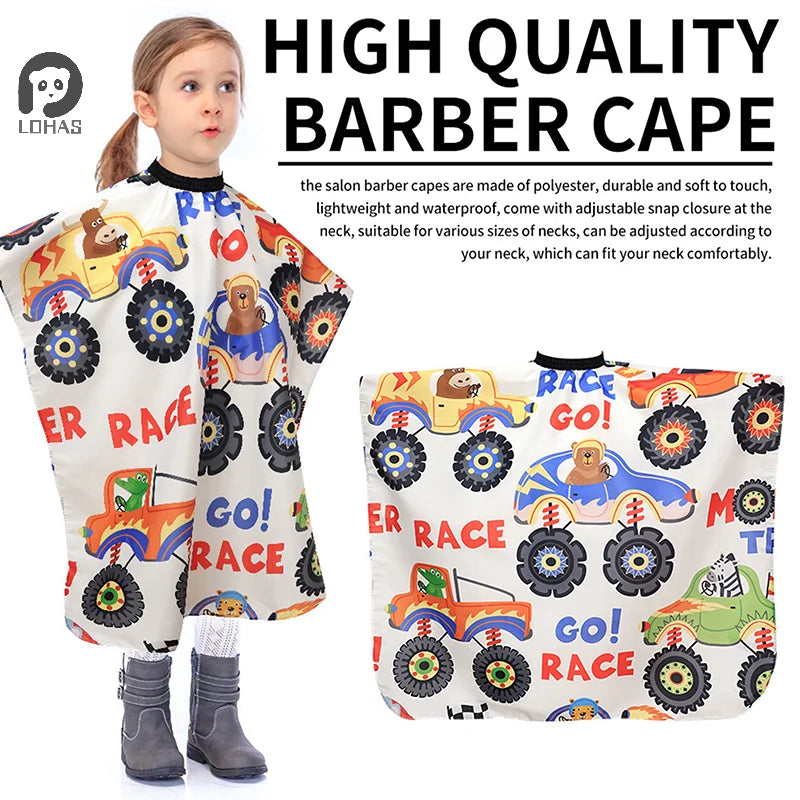 Kid's Cartoon Car Hairdresser Cape - Professional Salon Cape