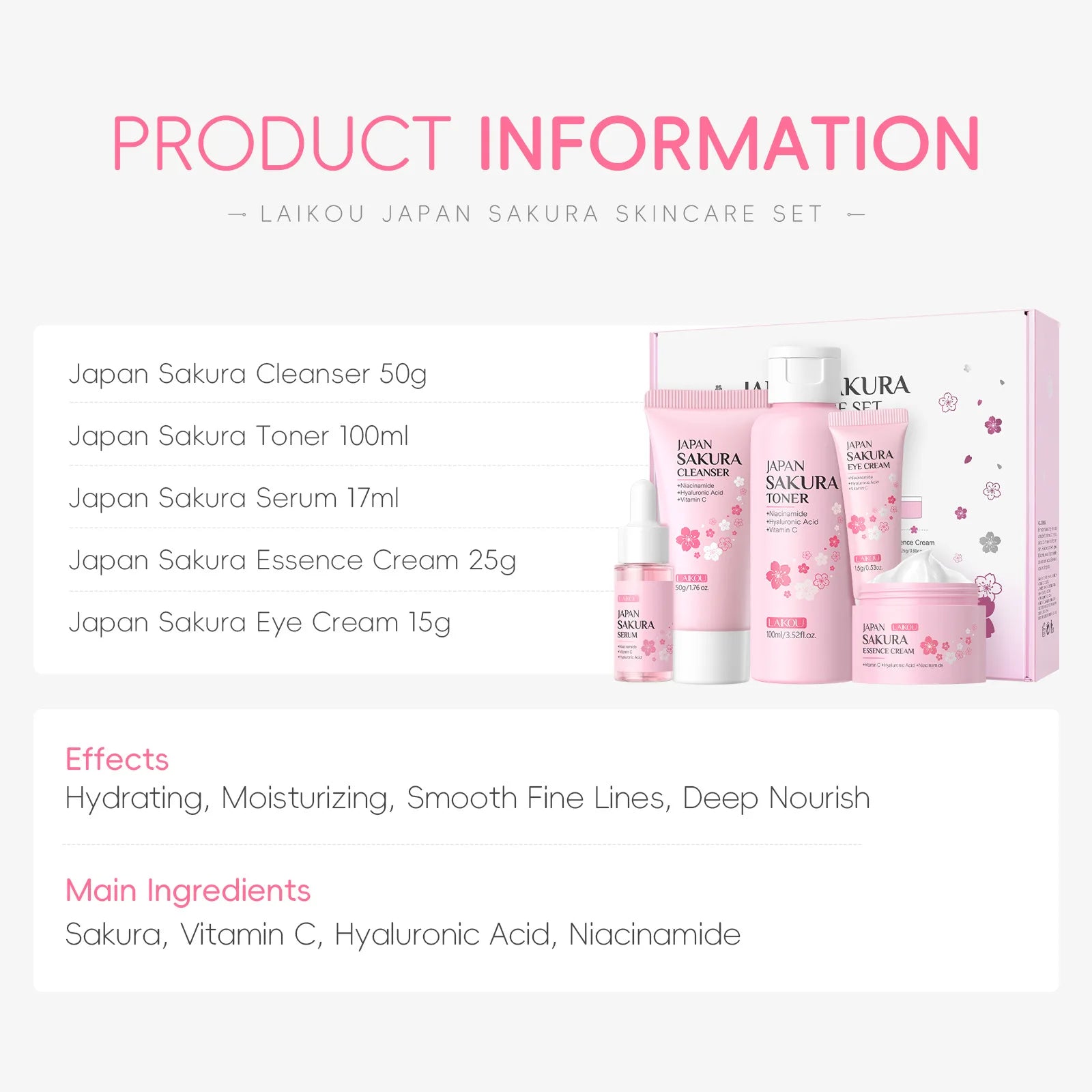 LAIKOU Sakura Moisturizing Kit — 5 Piece - View 6