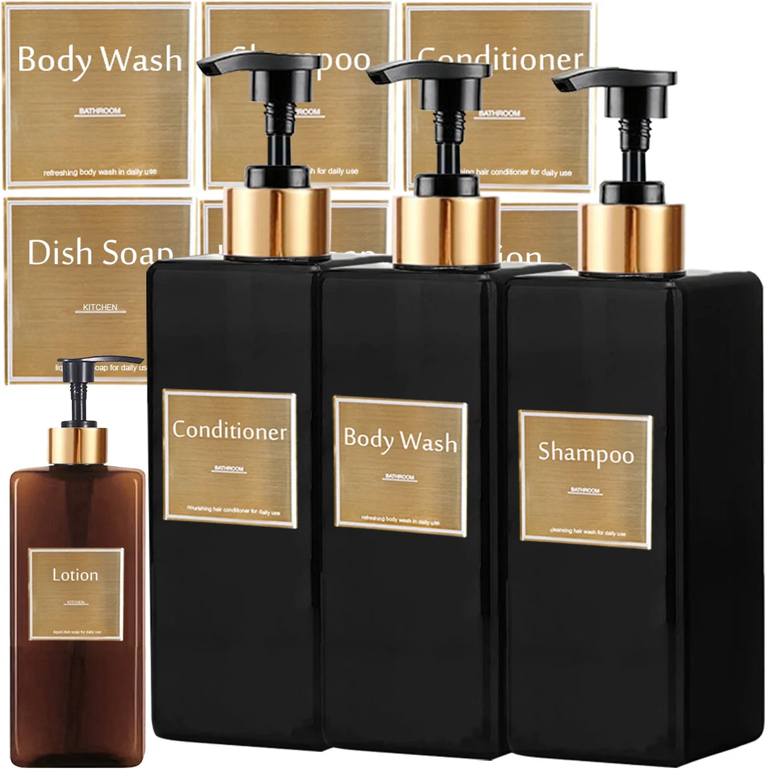 Shower Dispenser Set — Shampoo & Soap - Professional Refillable Container