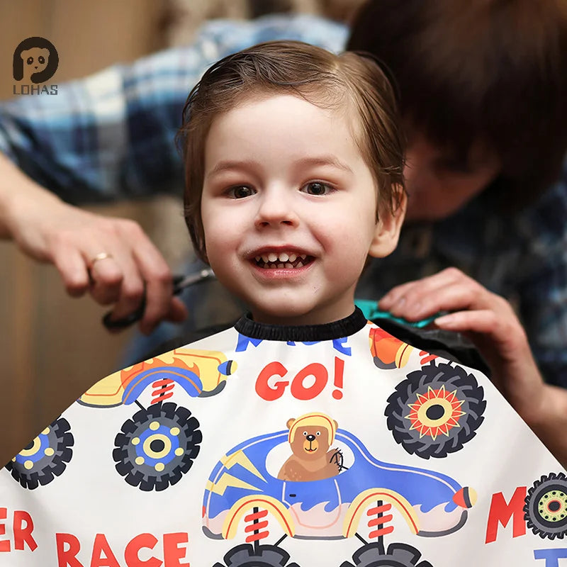 Kid's Cartoon Car Hairdresser Cape - Professional Salon Cape